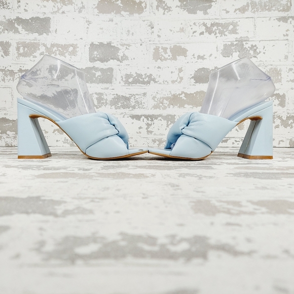 NEW Open Edit Saydee Blue Block Heel Slip On Square Toe Sandals F330 - Picture 7 of 14